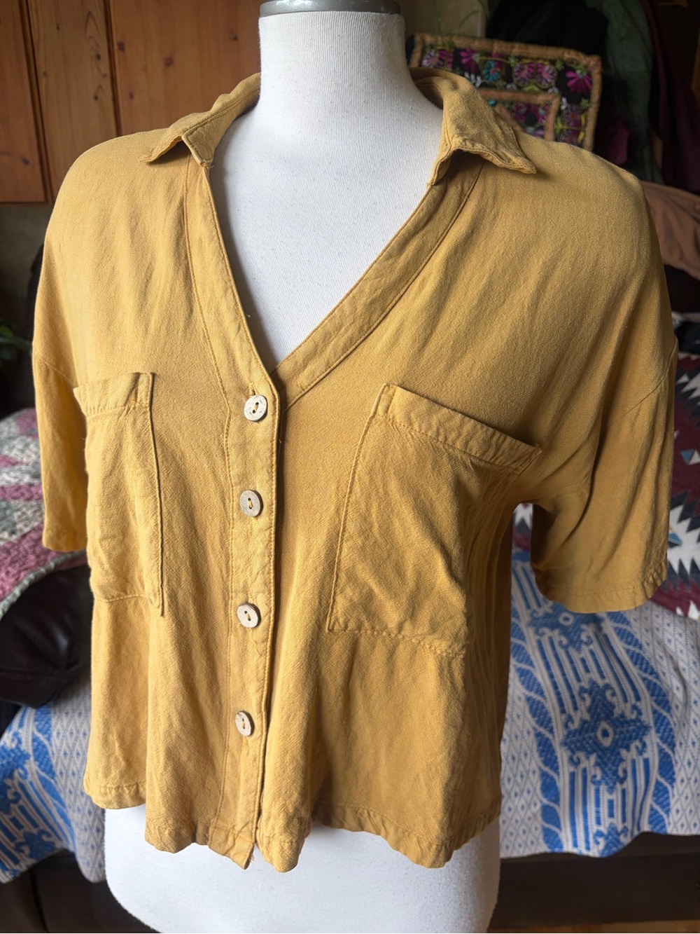 RIP CURL - Women's Premium Linen Button-up Relaxed Fit Shirt - Blouse Yellow
